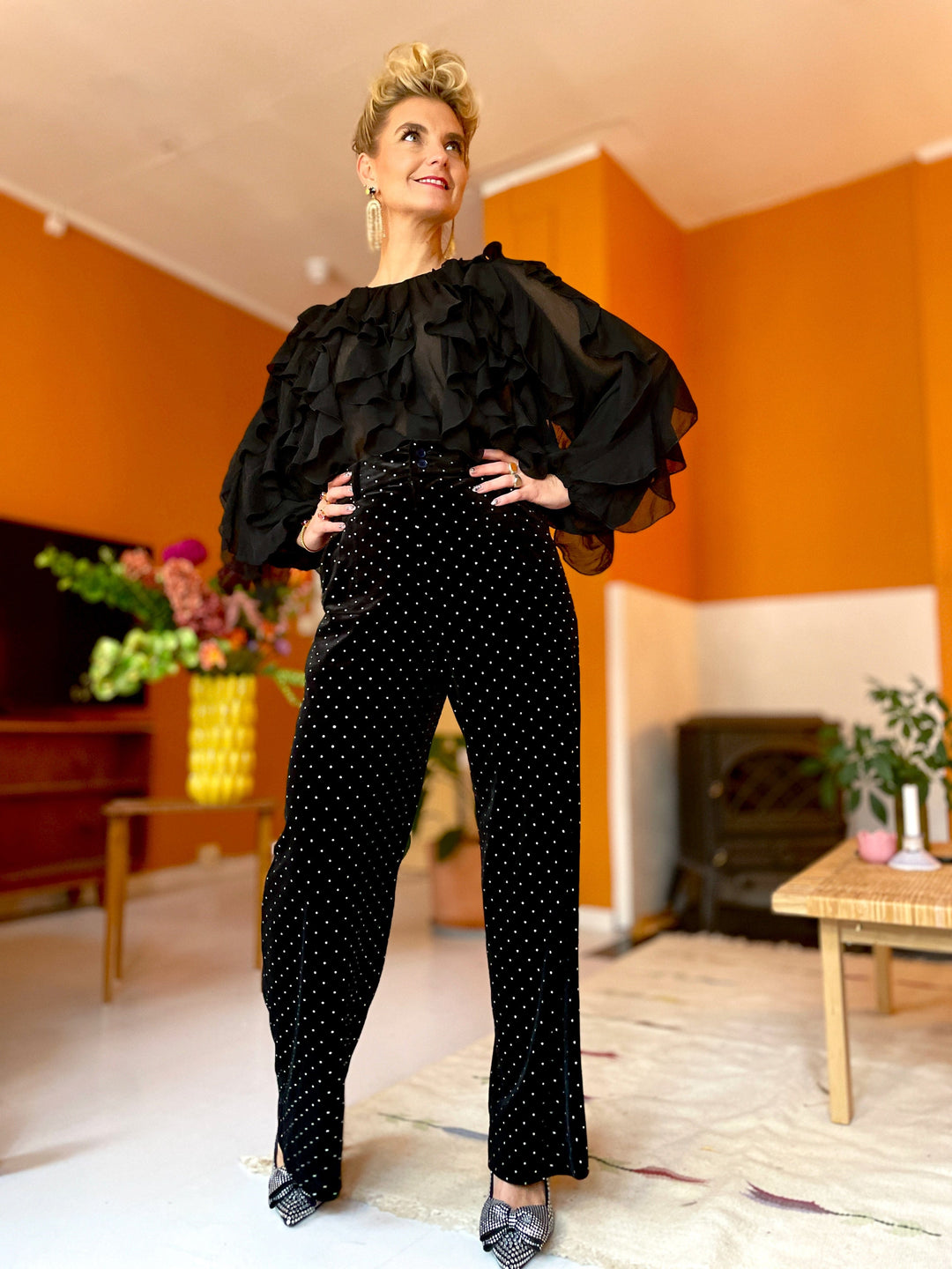 Dianas Vintage bukser Hepburn Pants velvet - sparkles