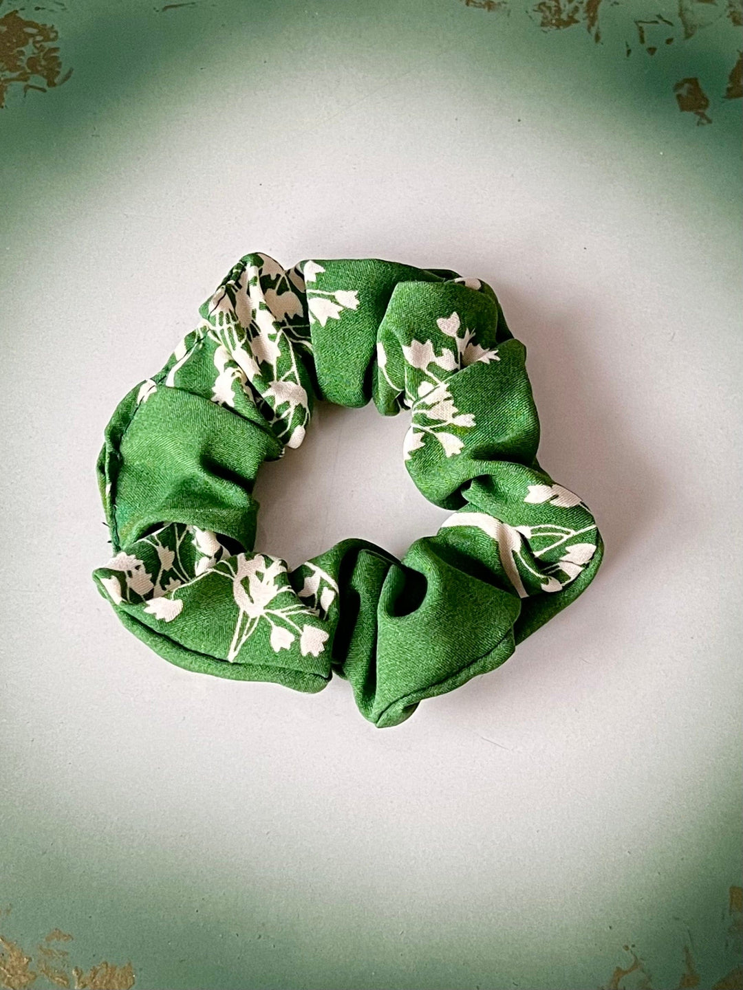 Dianas Vintage hårpynt Scrunchie av restestoff liten - green dream