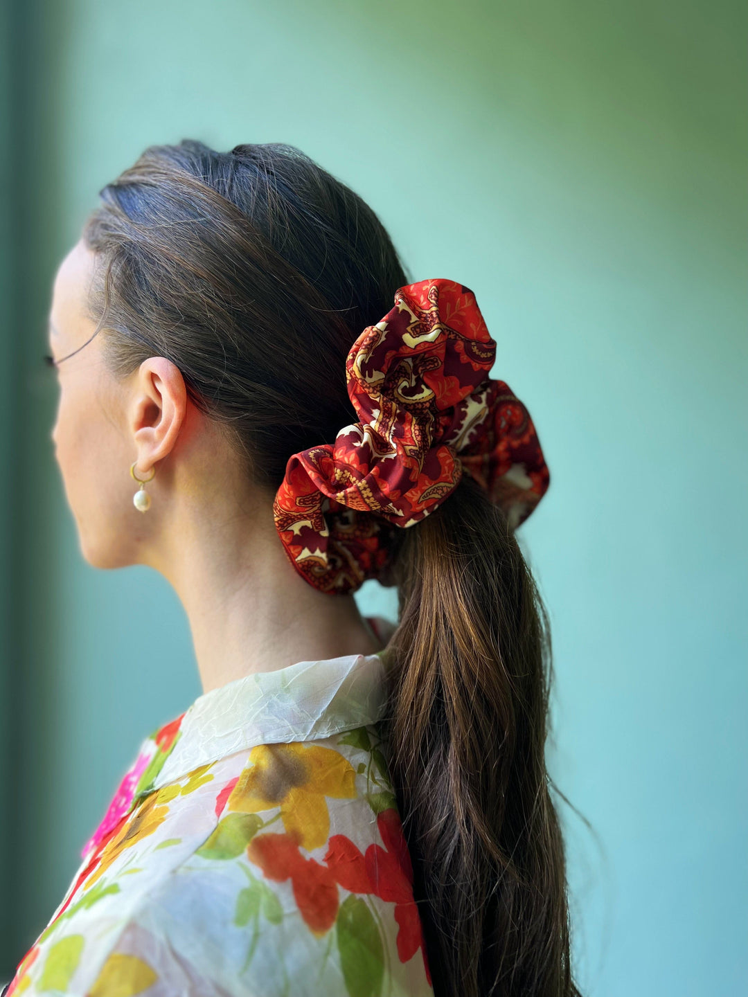 Dianas Vintage hårpynt Scrunchie av restestoff stor - paisley