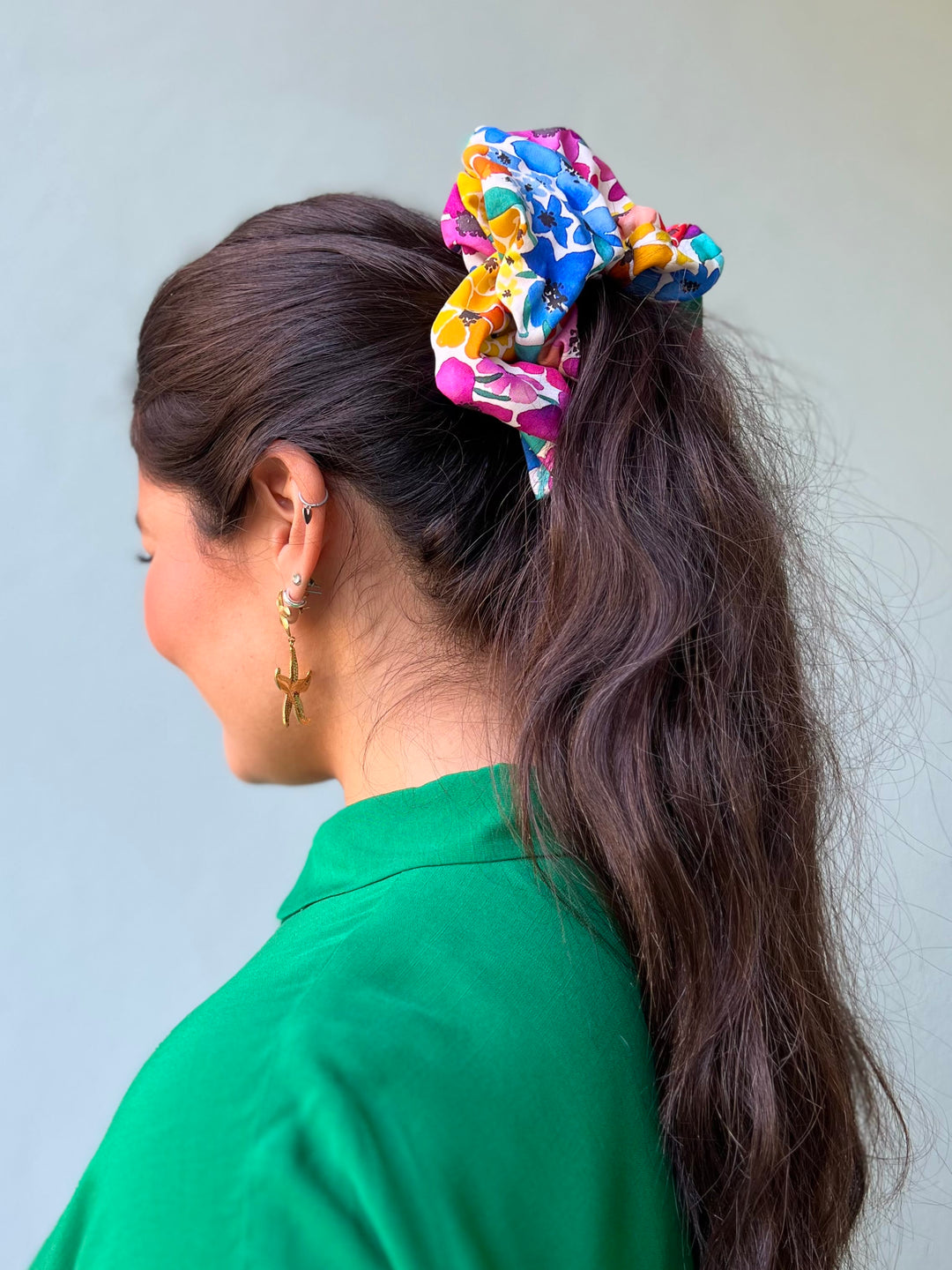 Dianas Vintage hårpynt Scrunchie av restestoff stor - summer garden