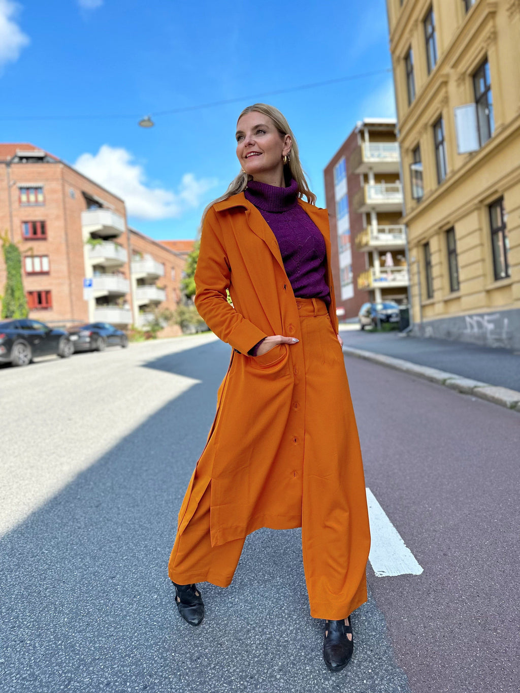Dianas Vintage kåper Franz Coat - brent oransje