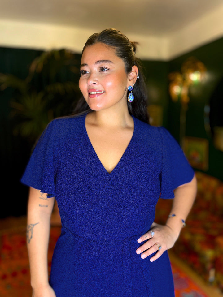 Dianas Vintage kjoler Diana Dress lurex - kort kjole - mørk blå