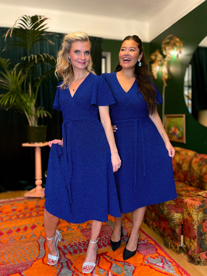 Dianas Vintage kjoler Diana Dress lurex - kort kjole - mørk blå