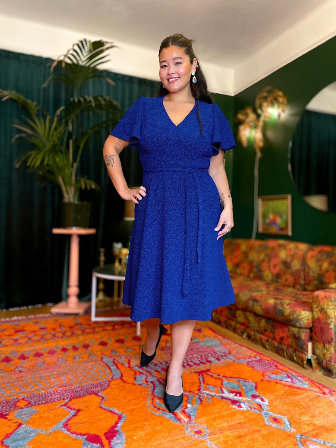 Dianas Vintage kjoler Diana Dress lurex - kort kjole - mørk blå