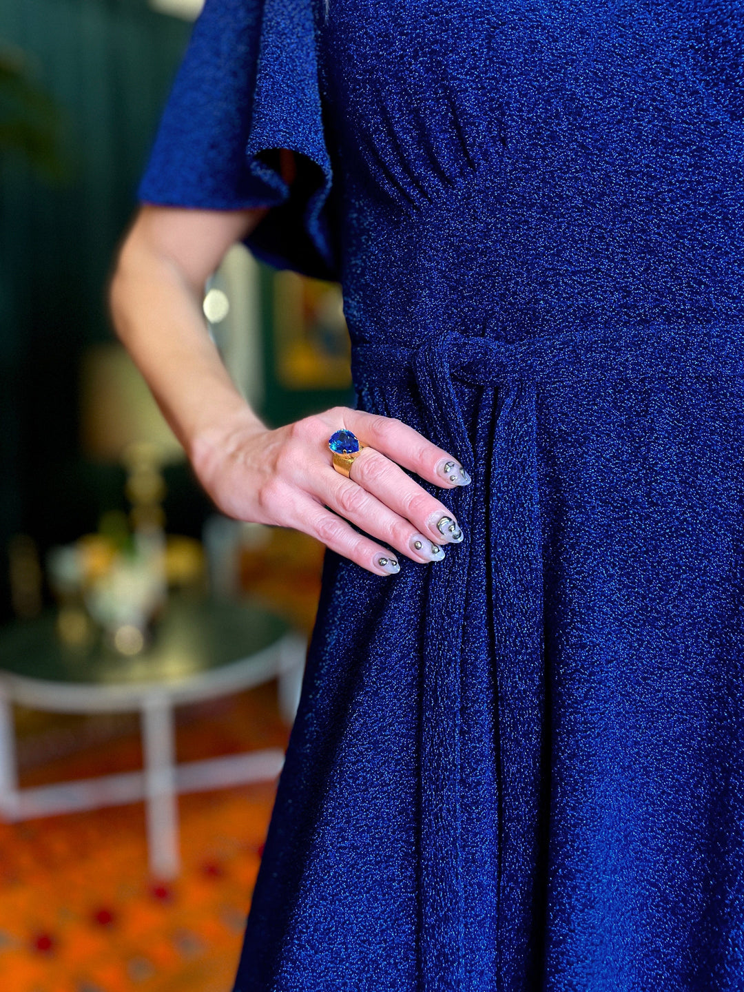 Dianas Vintage kjoler Diana Dress lurex - kort kjole - mørk blå