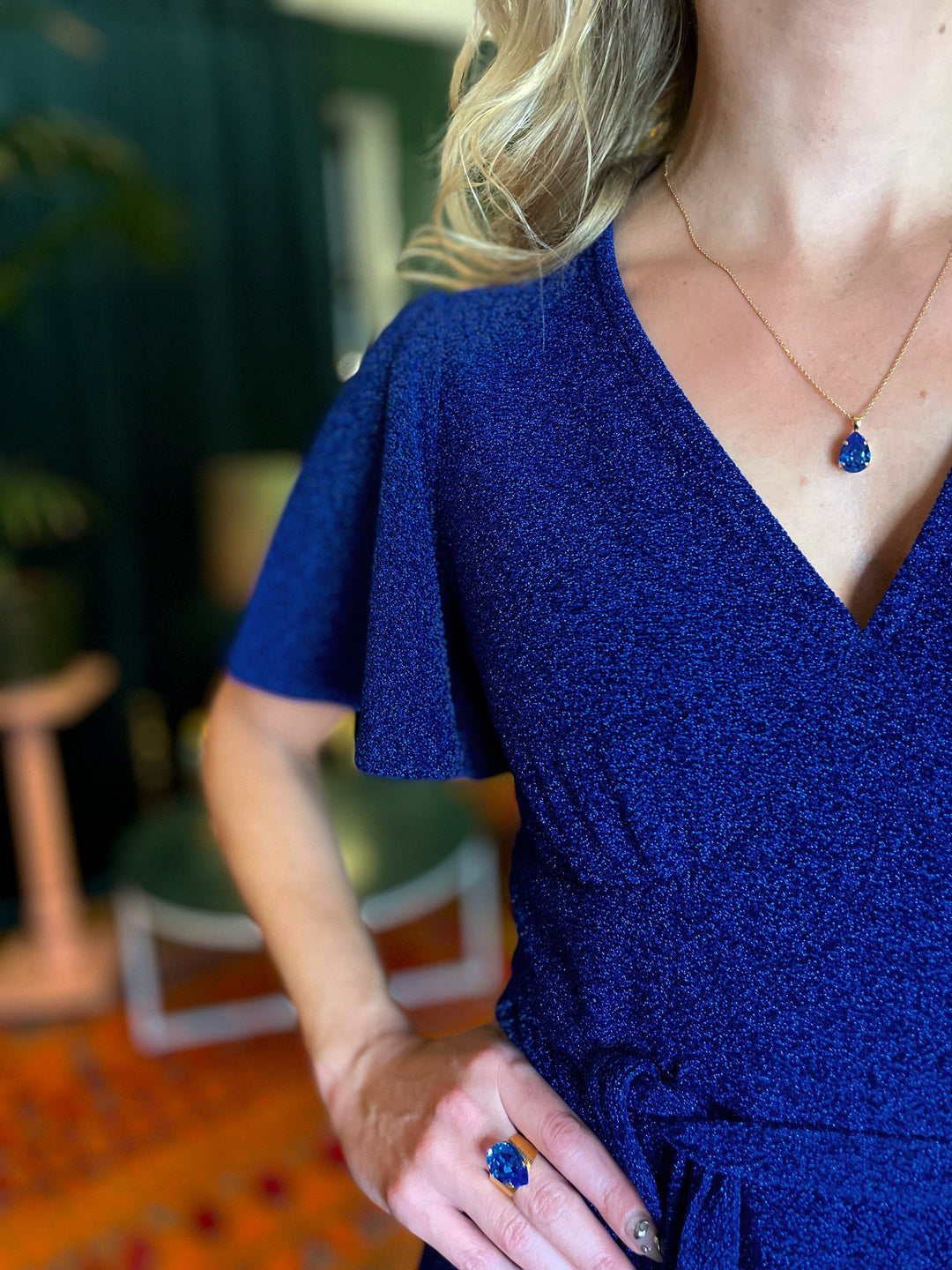 Dianas Vintage kjoler Diana Dress lurex - kort kjole - mørk blå