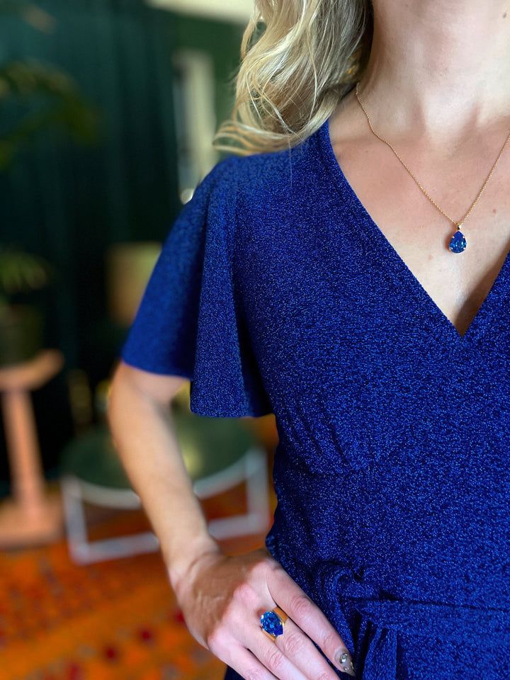 Dianas Vintage kjoler Diana Dress lurex - kort kjole - mørk blå