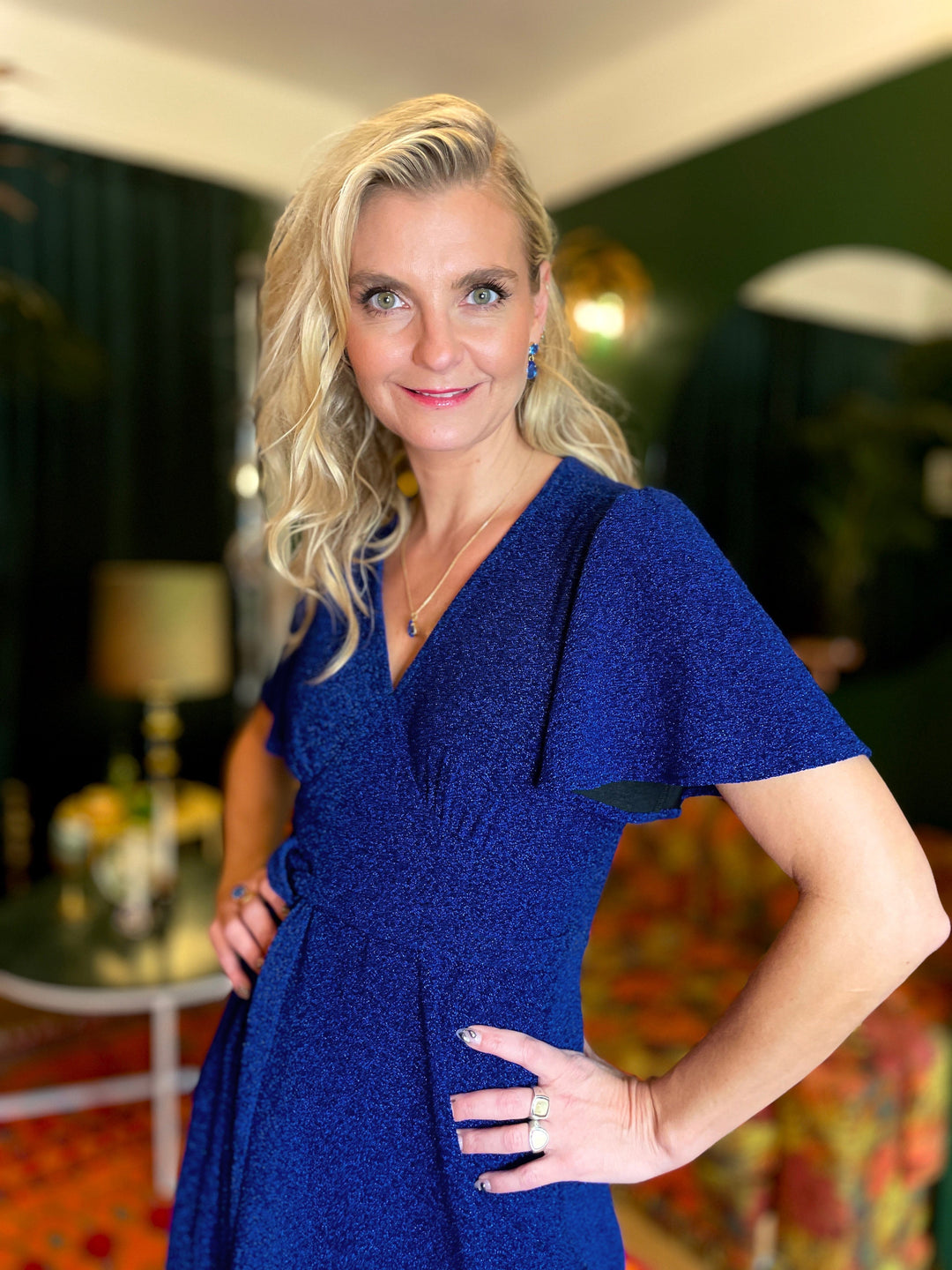 Dianas Vintage kjoler Diana Dress lurex - kort kjole - mørk blå