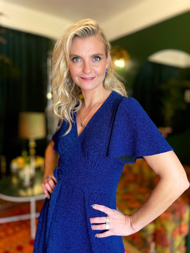 Dianas Vintage kjoler Diana Dress lurex - kort kjole - mørk blå