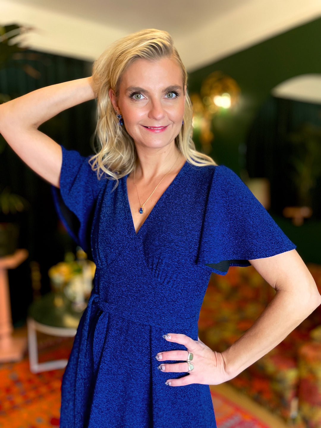 Dianas Vintage kjoler Diana Dress lurex - kort kjole - mørk blå