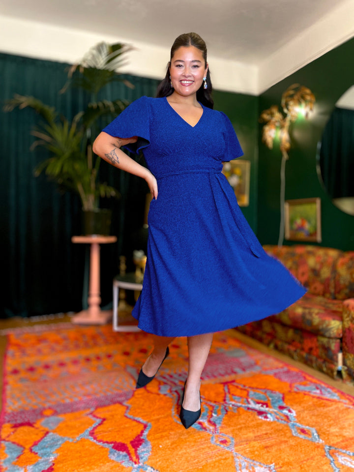 Dianas Vintage kjoler Diana Dress lurex - kort kjole - mørk blå