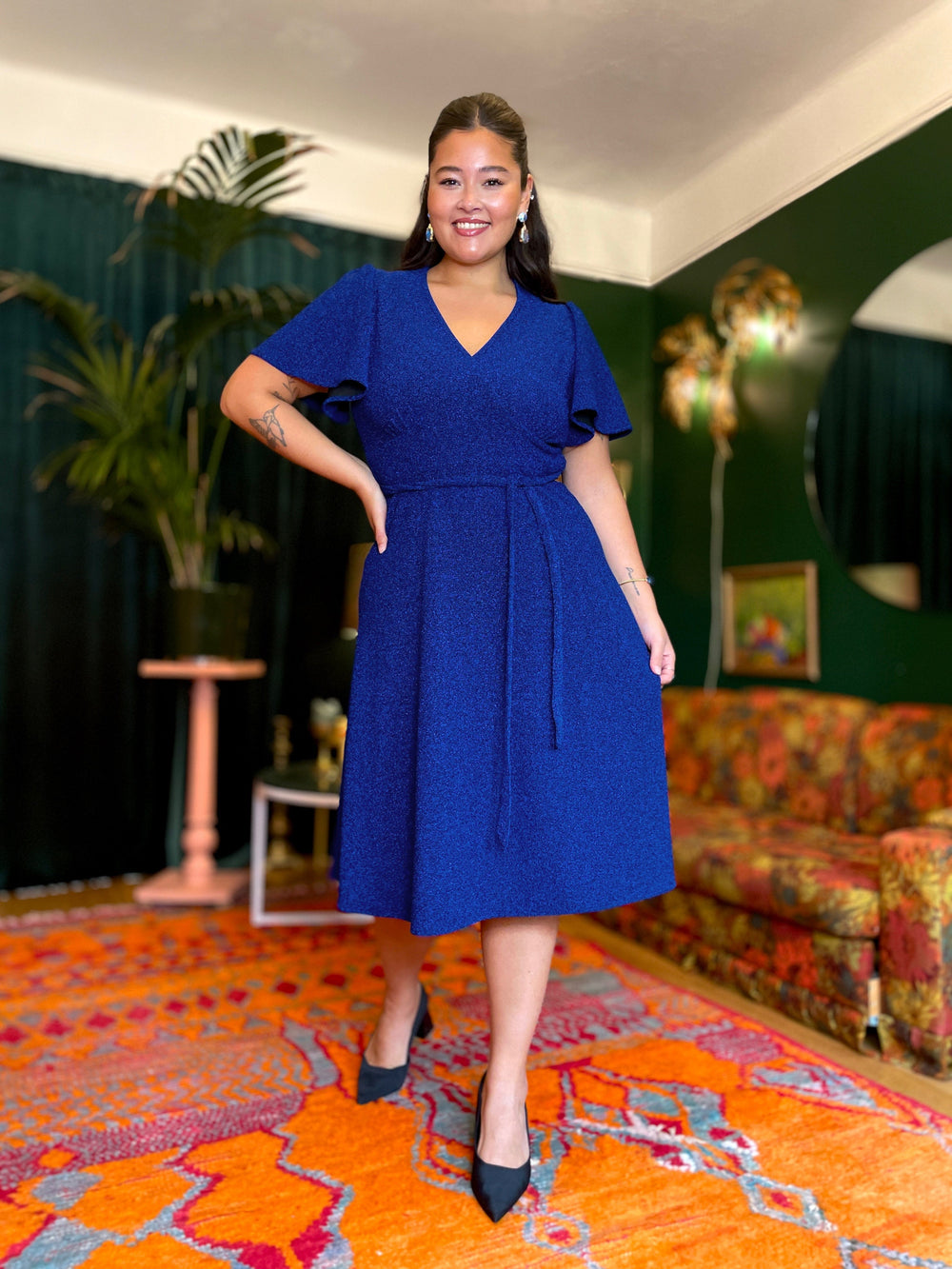 Dianas Vintage kjoler Diana Dress lurex - kort kjole - mørk blå