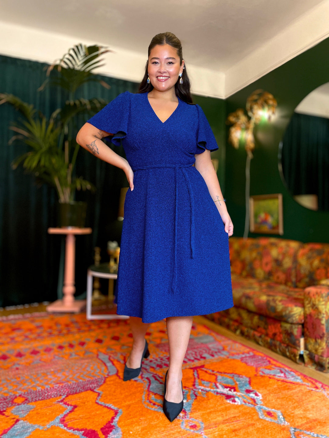 Dianas Vintage kjoler Diana Dress lurex - kort kjole - mørk blå
