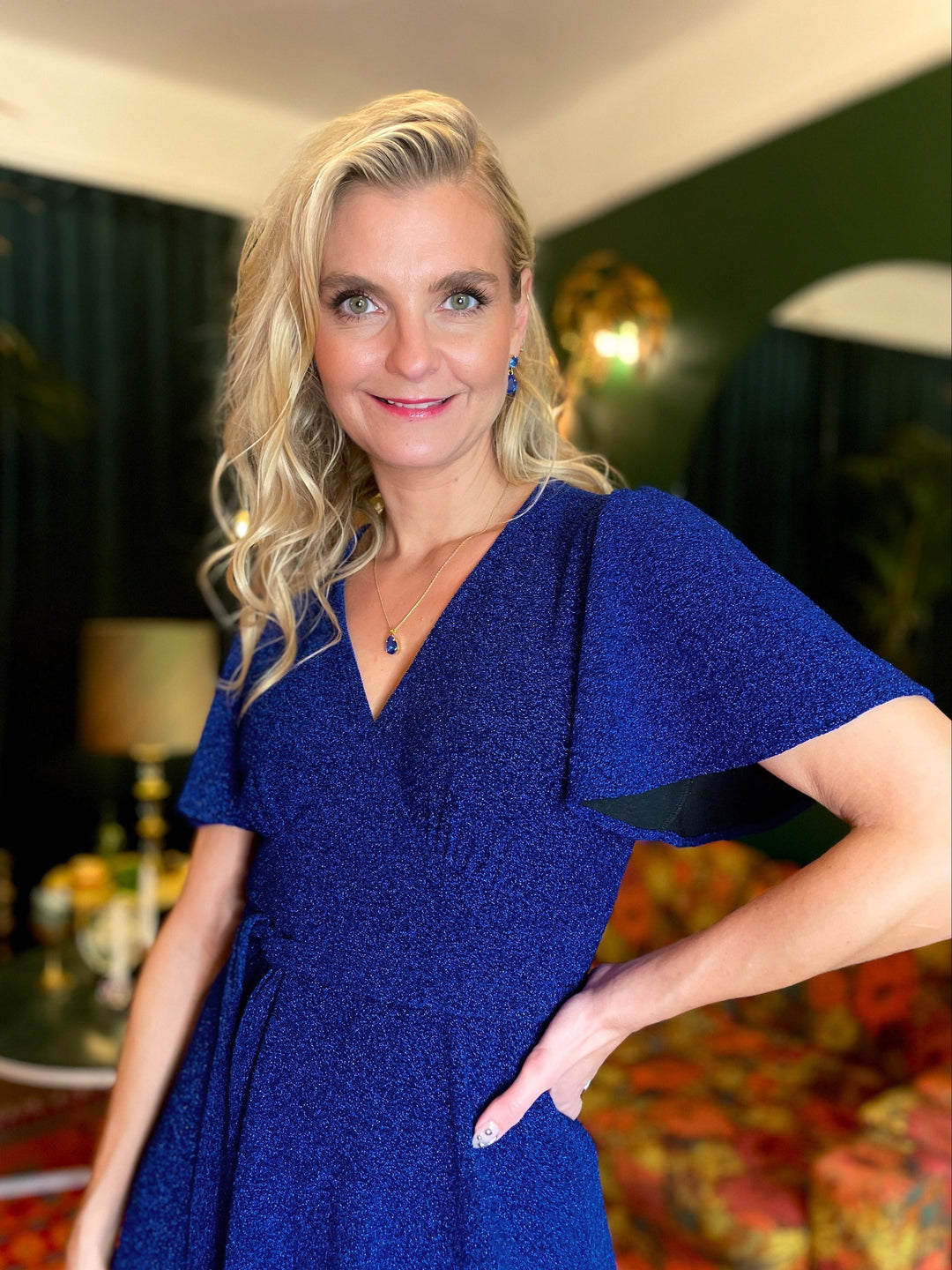 Dianas Vintage kjoler Diana Dress lurex - kort kjole - mørk blå