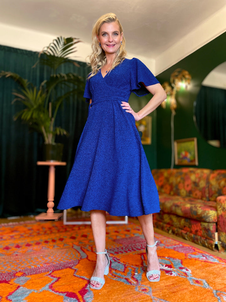 Dianas Vintage kjoler Diana Dress lurex - kort kjole - mørk blå