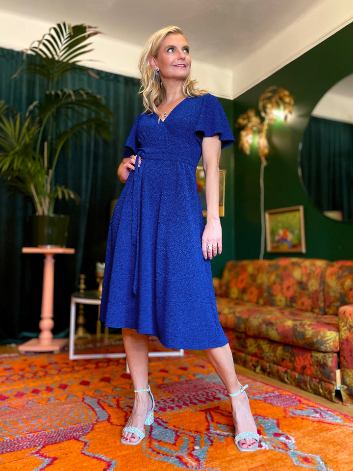 Dianas Vintage kjoler Diana Dress lurex - kort kjole - mørk blå
