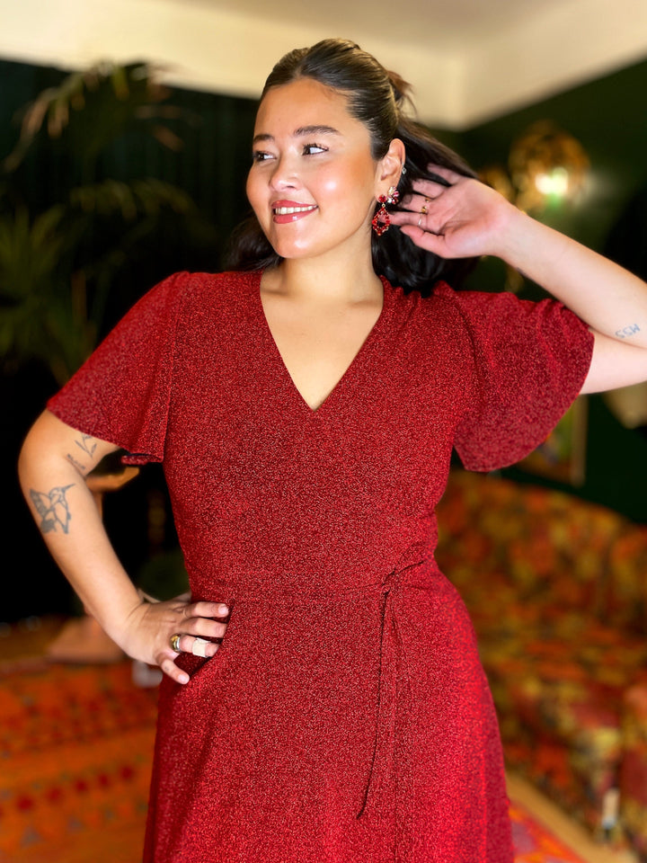 Dianas Vintage kjoler Diana Dress lurex - kort kjole - rød