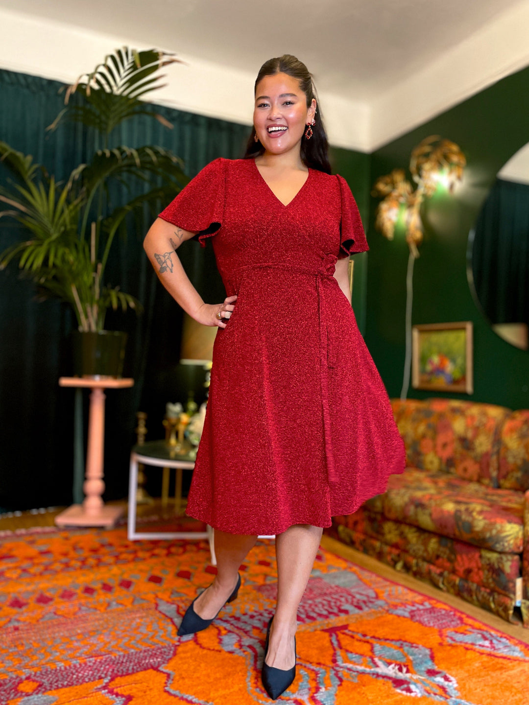 Dianas Vintage kjoler Diana Dress lurex - kort kjole - rød