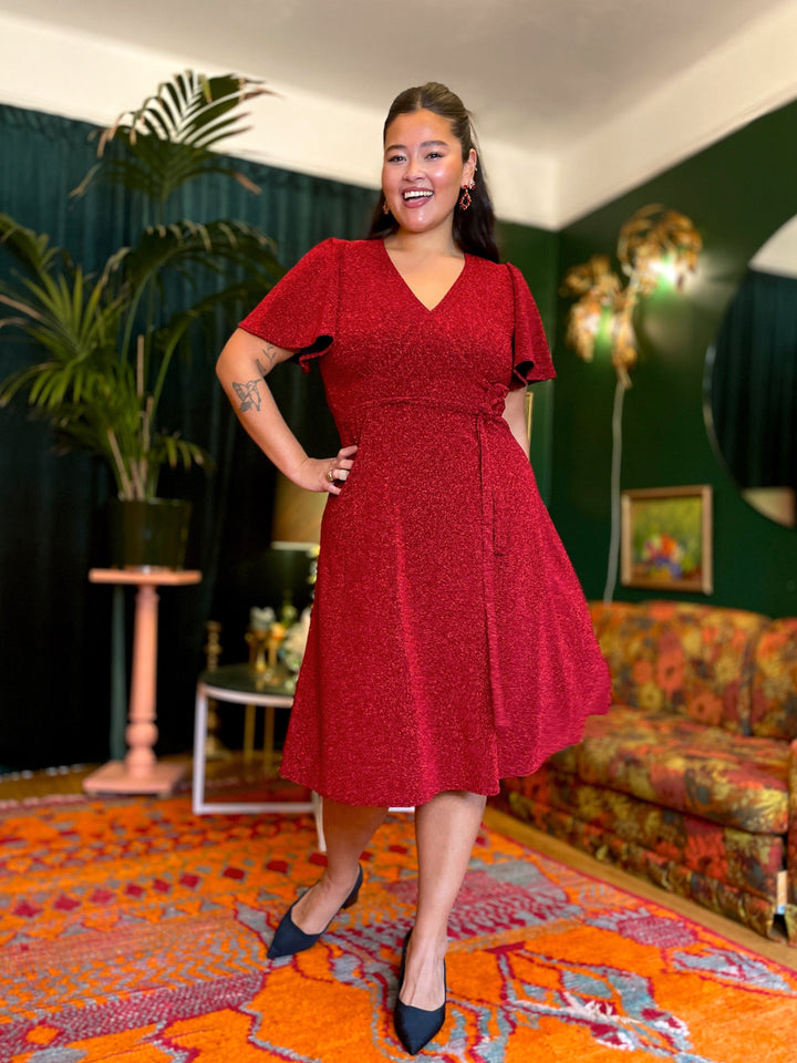 Dianas Vintage kjoler Diana Dress lurex - kort kjole - rød