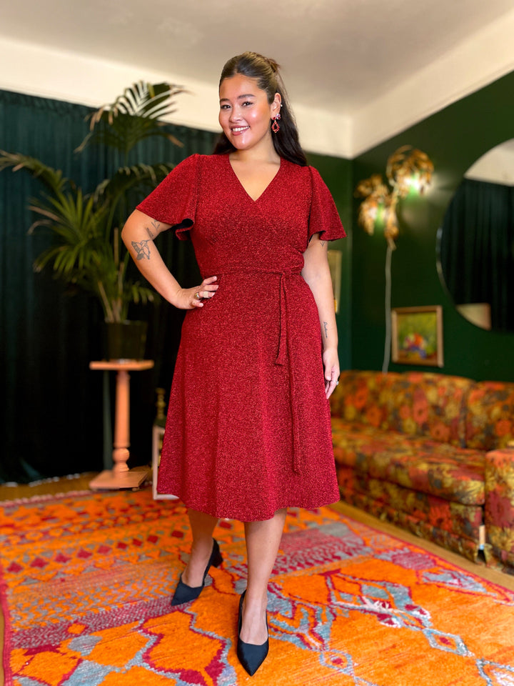 Dianas Vintage kjoler Diana Dress lurex - kort kjole - rød