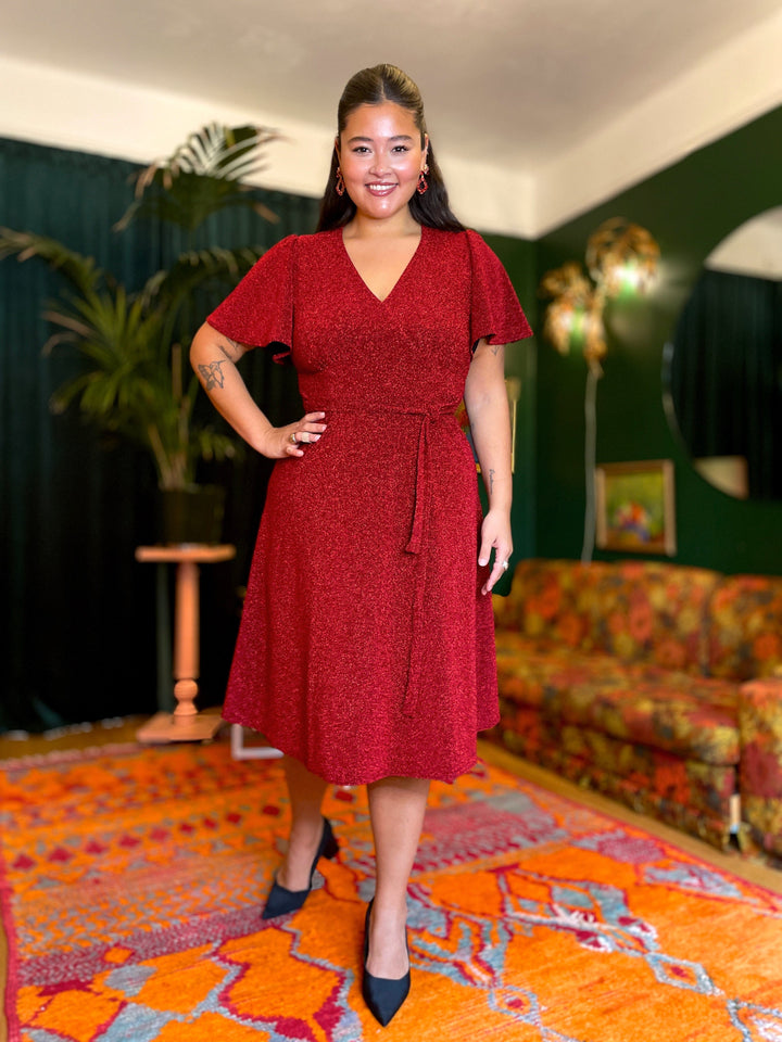 Dianas Vintage kjoler Diana Dress lurex - kort kjole - rød