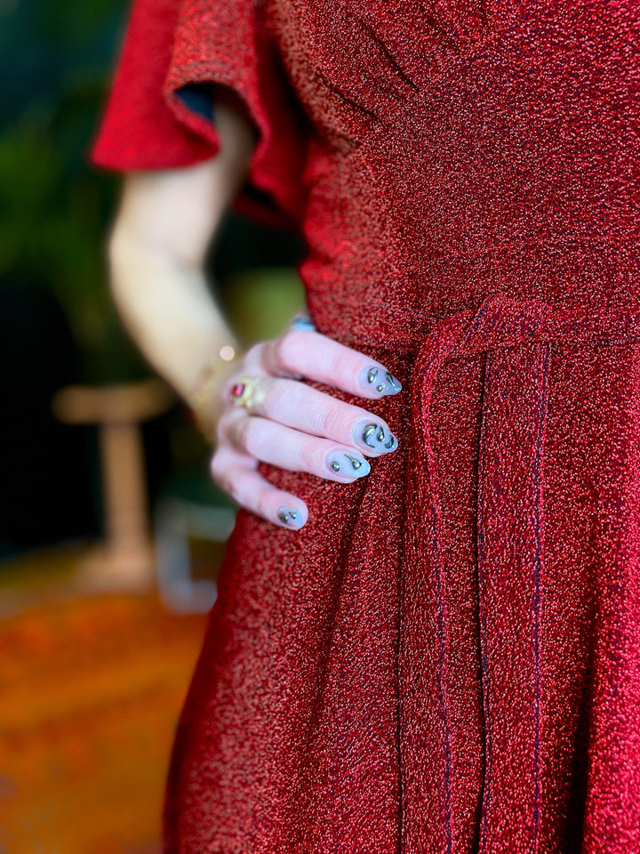 Dianas Vintage kjoler Diana Dress lurex - kort kjole - rød