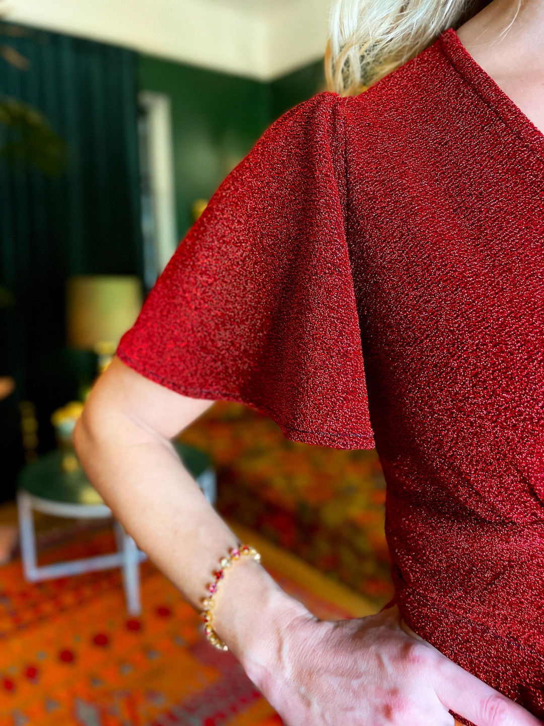 Dianas Vintage kjoler Diana Dress lurex - kort kjole - rød