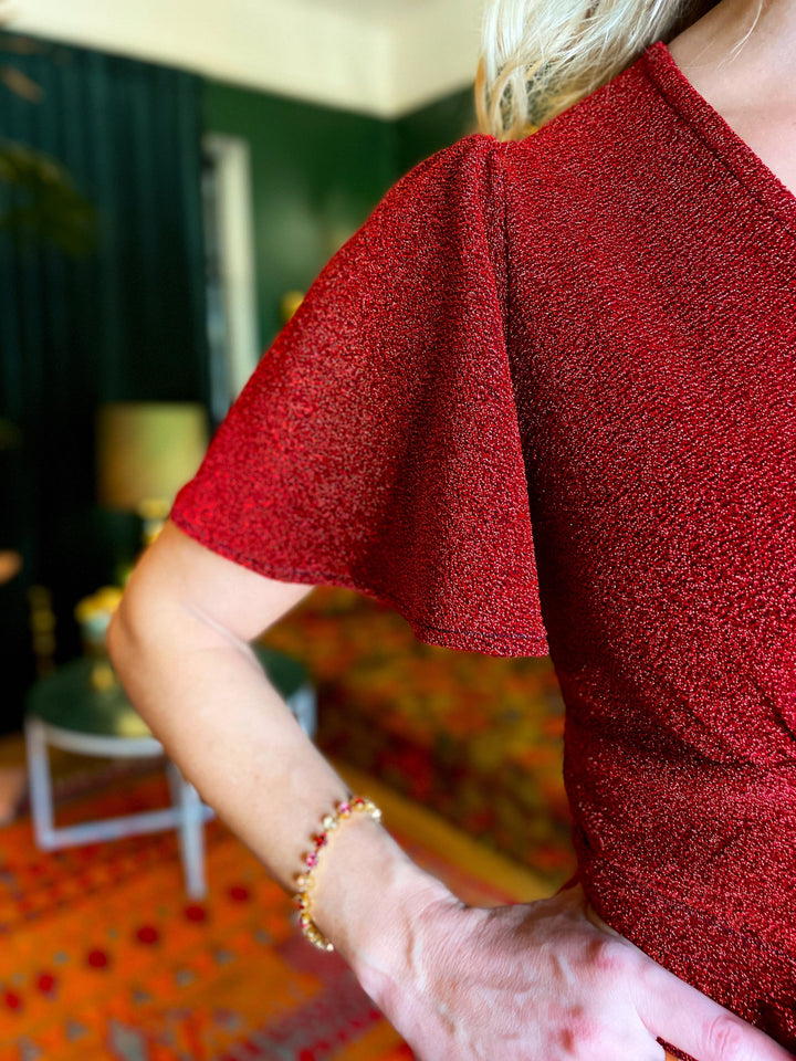 Dianas Vintage kjoler Diana Dress lurex - kort kjole - rød
