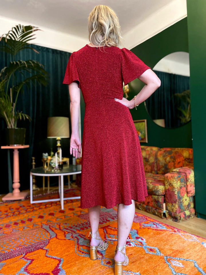 Dianas Vintage kjoler Diana Dress lurex - kort kjole - rød