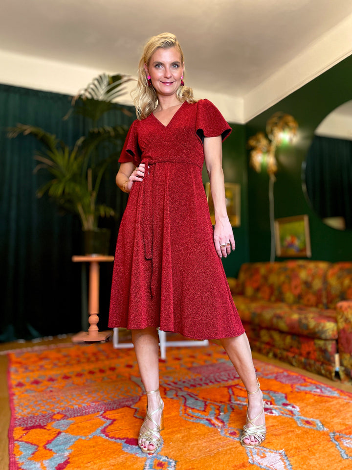 Dianas Vintage kjoler Diana Dress lurex - kort kjole - rød