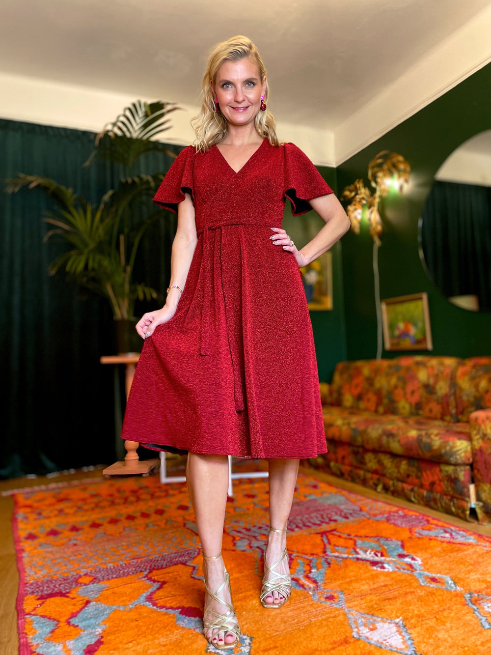 Dianas Vintage kjoler Diana Dress lurex - kort kjole - rød