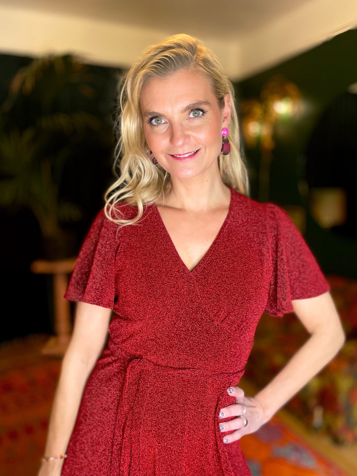 Dianas Vintage kjoler Diana Dress lurex - kort kjole - rød