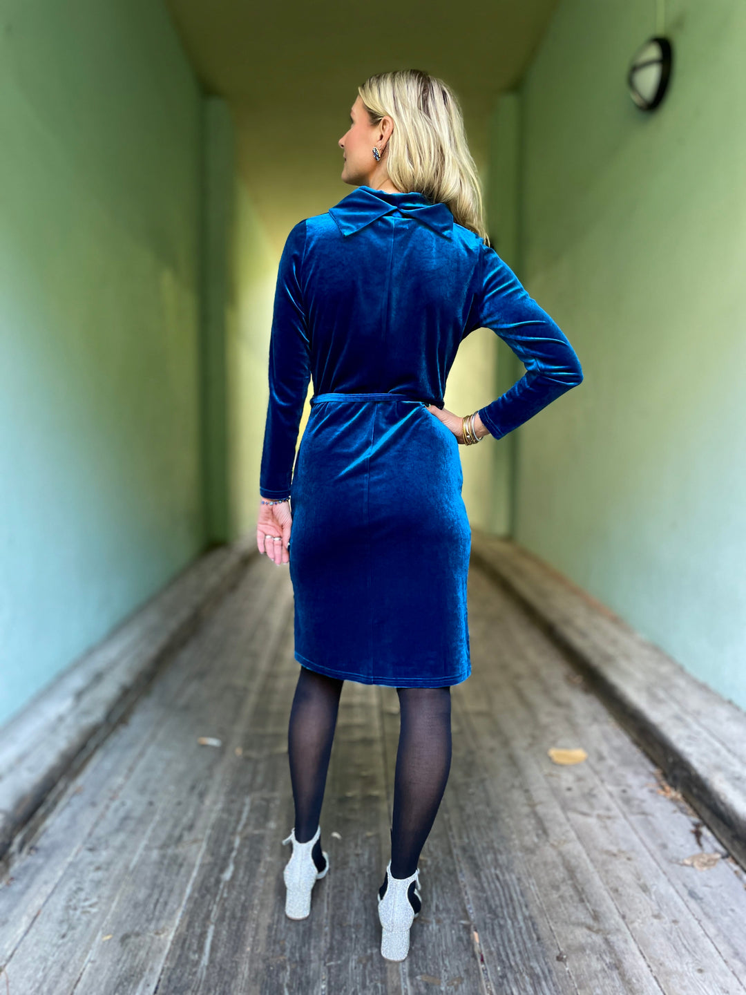 Dianas Vintage kjoler Frida dress velvet - royal blue