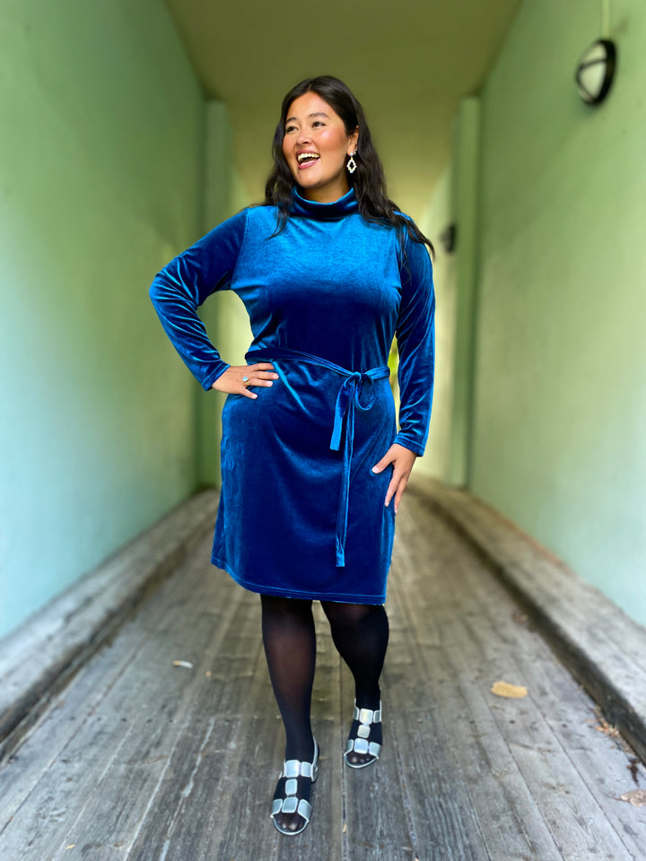 Dianas Vintage kjoler Frida dress velvet - royal blue