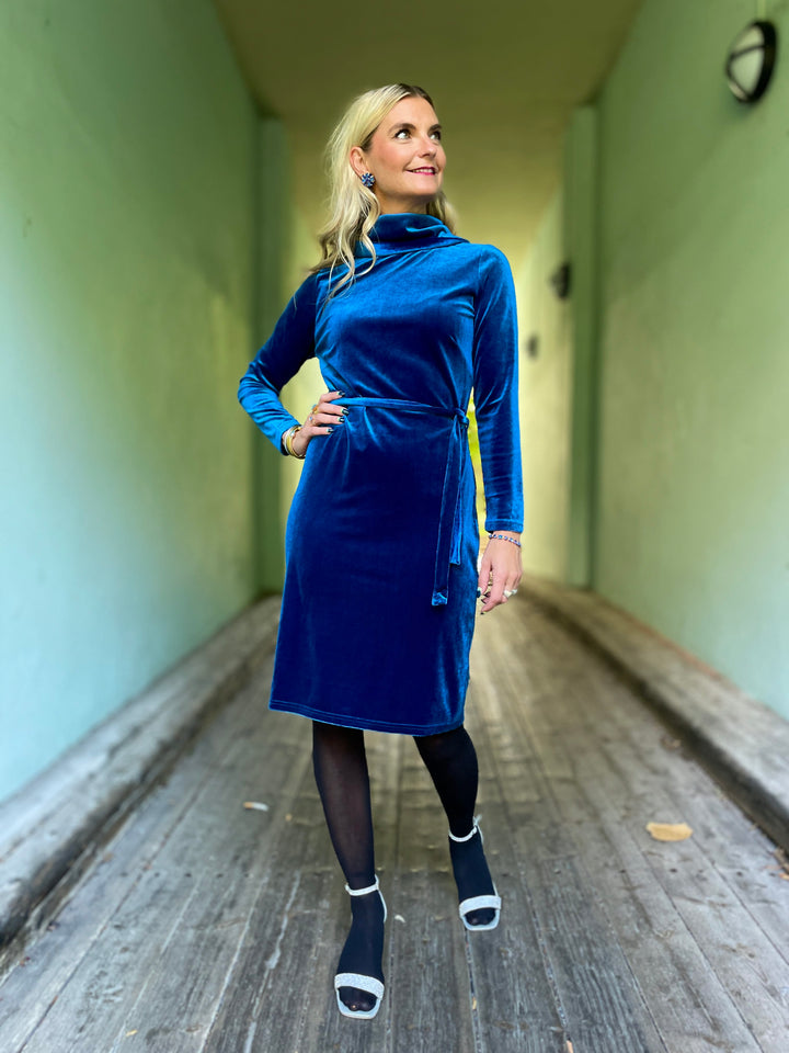 Dianas Vintage kjoler Frida dress velvet - royal blue