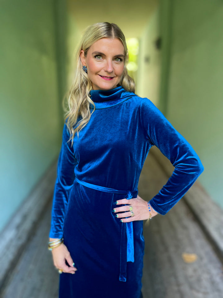 Dianas Vintage kjoler Frida dress velvet - royal blue