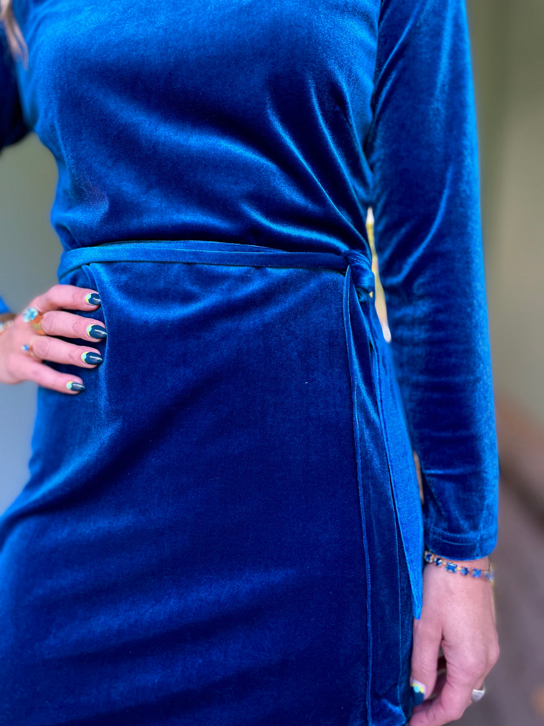 Dianas Vintage kjoler Frida dress velvet - royal blue