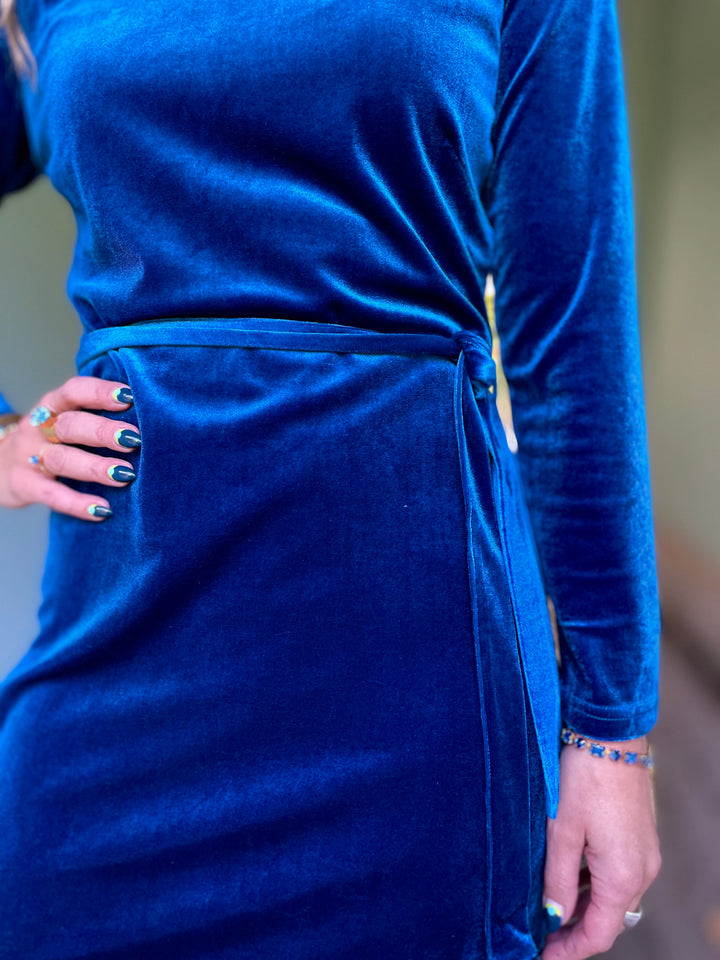 Dianas Vintage kjoler Frida dress velvet - royal blue