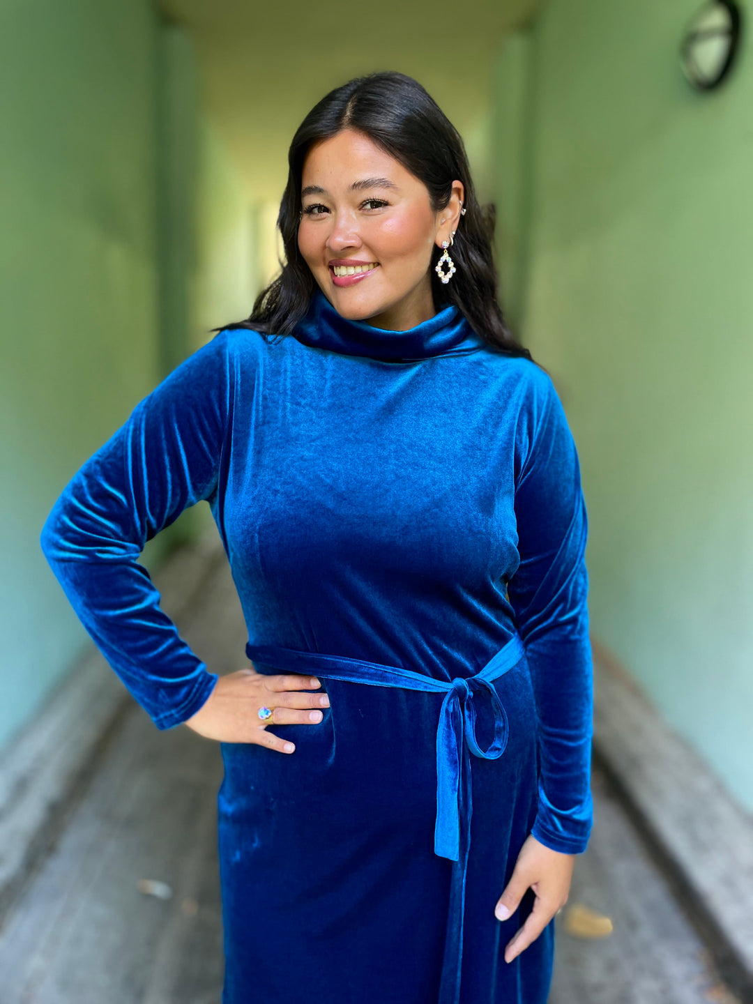 Dianas Vintage kjoler Frida dress velvet - royal blue