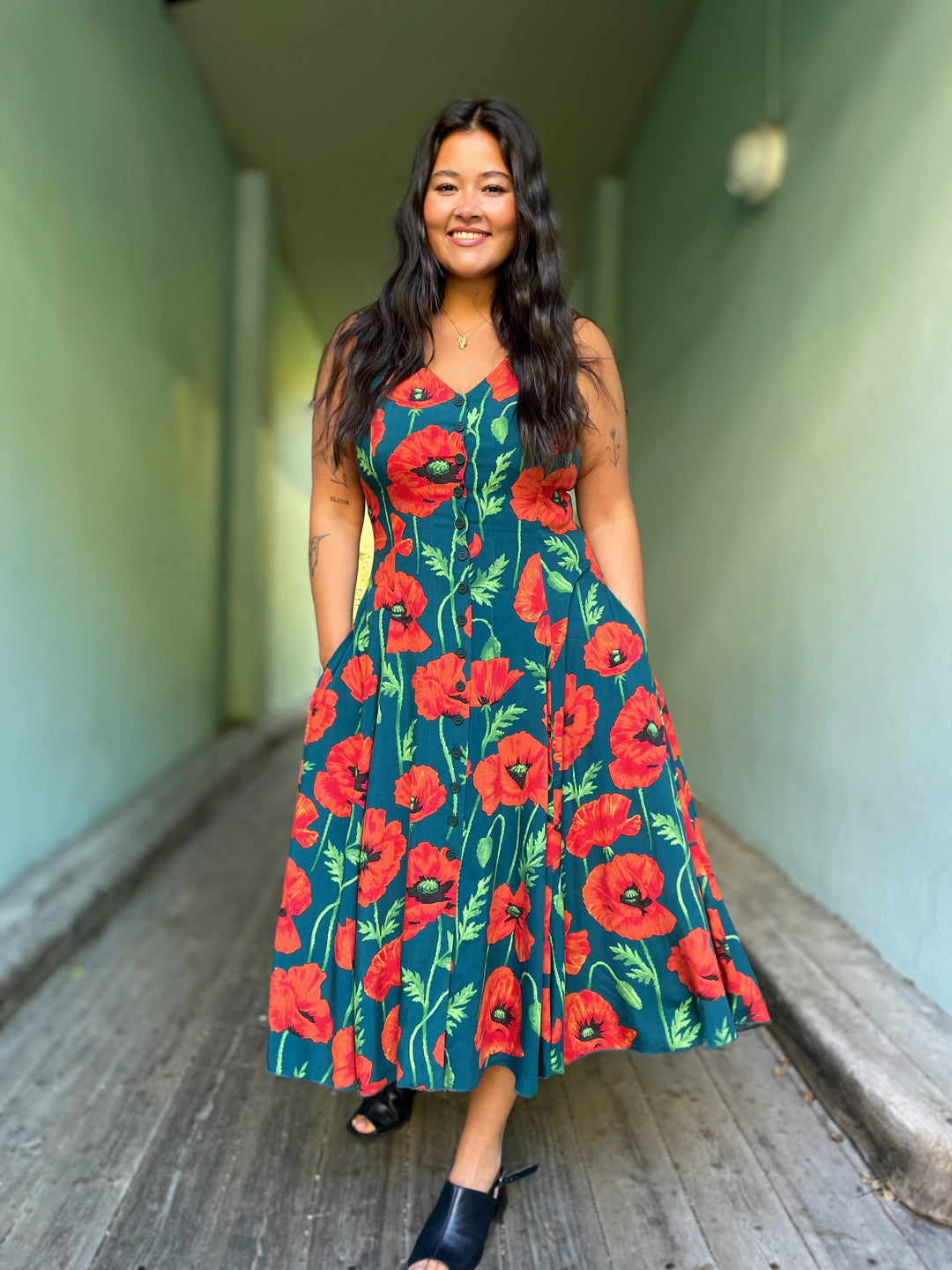 Dianas Vintage kjoler Lily dress - poppy green