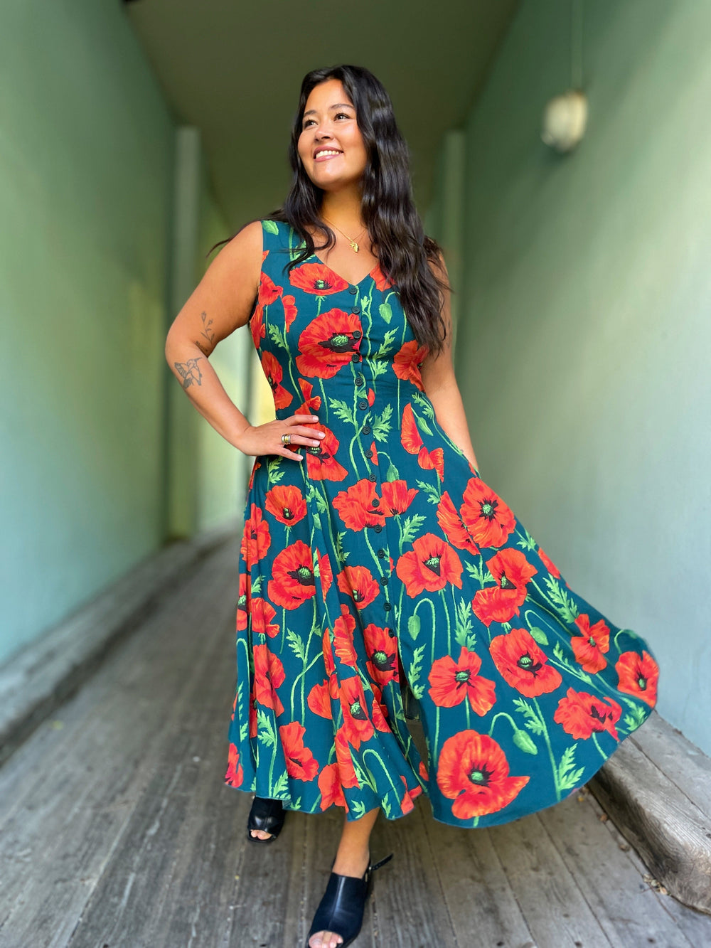 Dianas Vintage kjoler Lily dress - poppy green