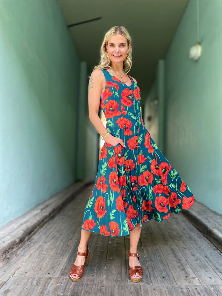 Dianas Vintage kjoler Lily dress - poppy green