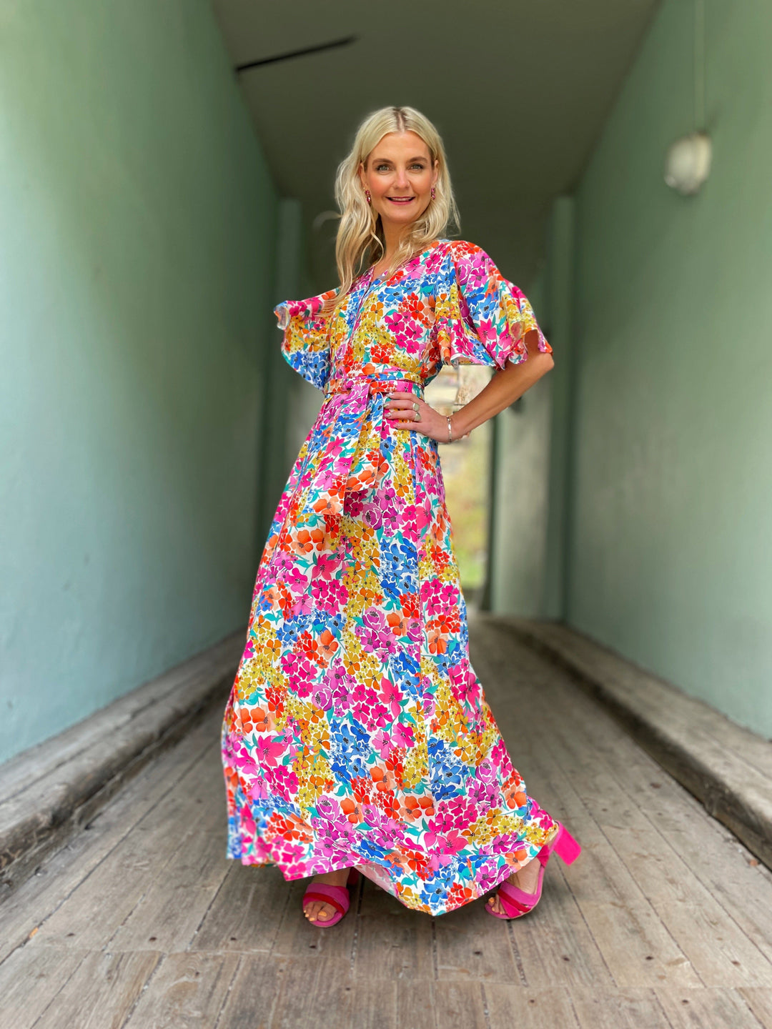 Dianas Vintage kjoler Monika dress lang - summer garden
