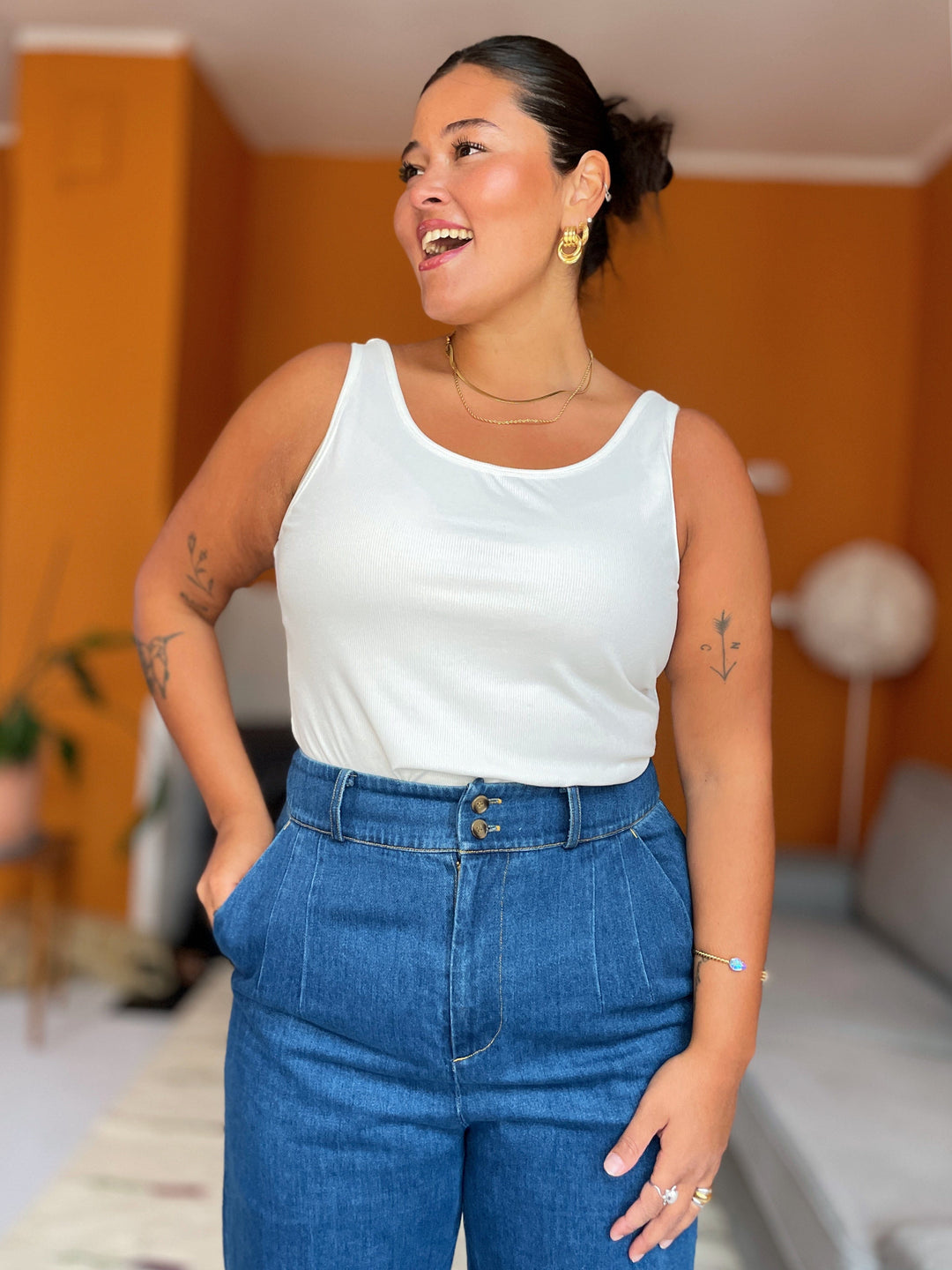 Dianas Vintage singlet Rib singlet - hvit