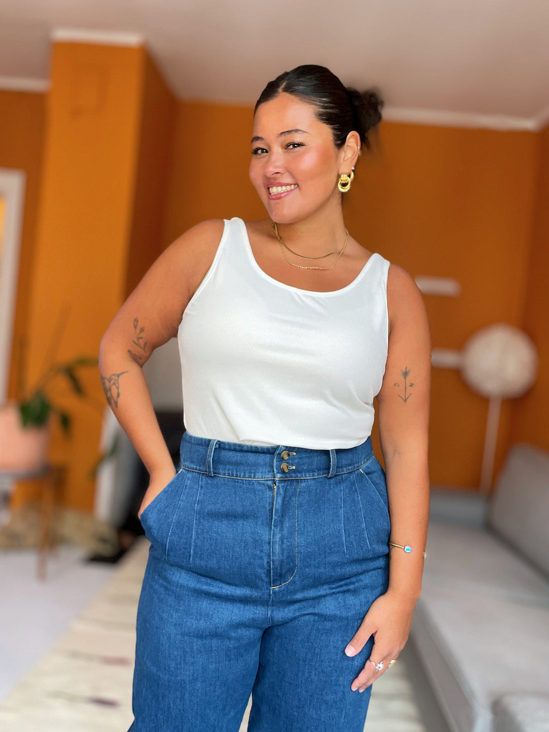 Dianas Vintage singlet Rib singlet - hvit
