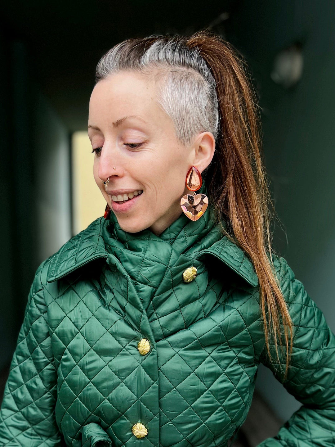 Dianas Vintage Skjerf Skjerf av vattert restestoff - quilt grønn