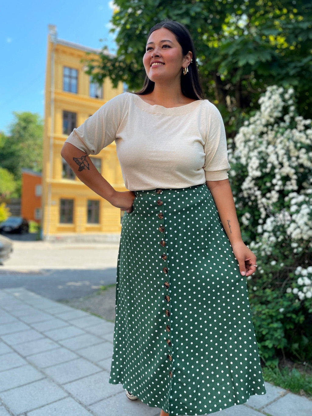 Dianas Vintage skjørt Betty Button skirt dots - green