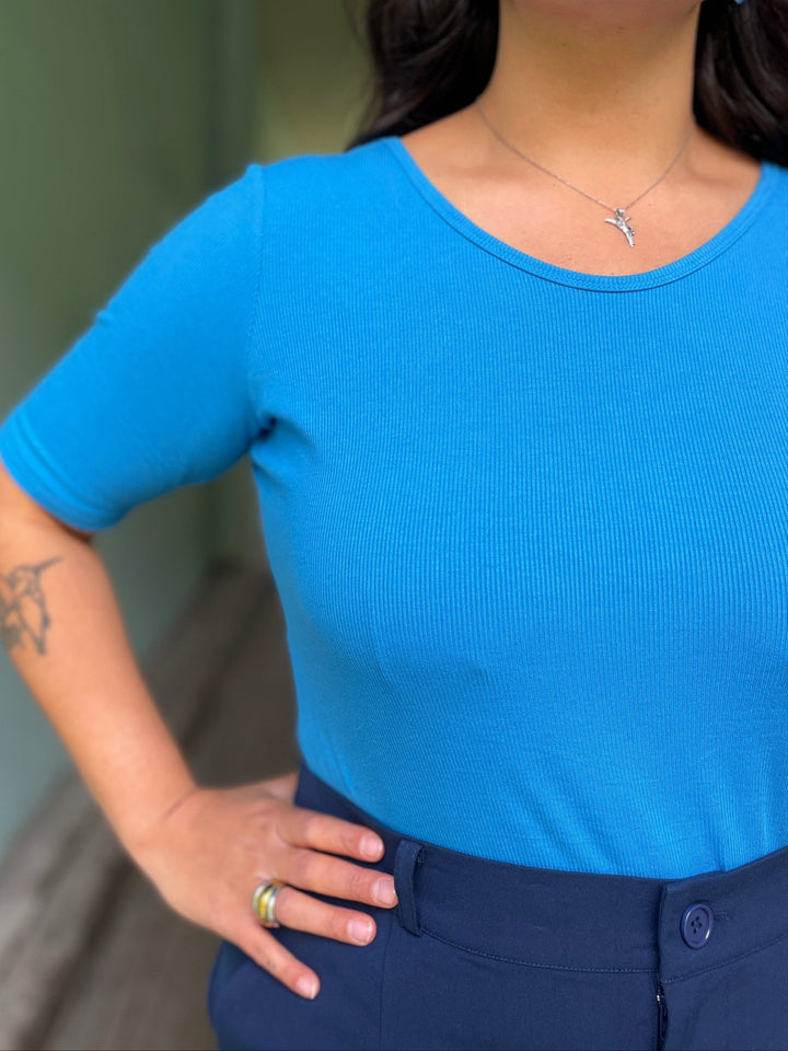 Dianas Vintage Topper Rib topp - blå
