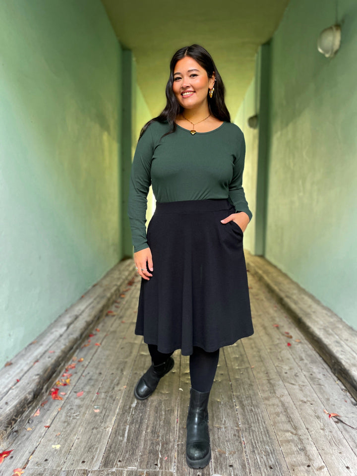 Dianas Vintage Topper Rib topp - langermet - dyp grønn