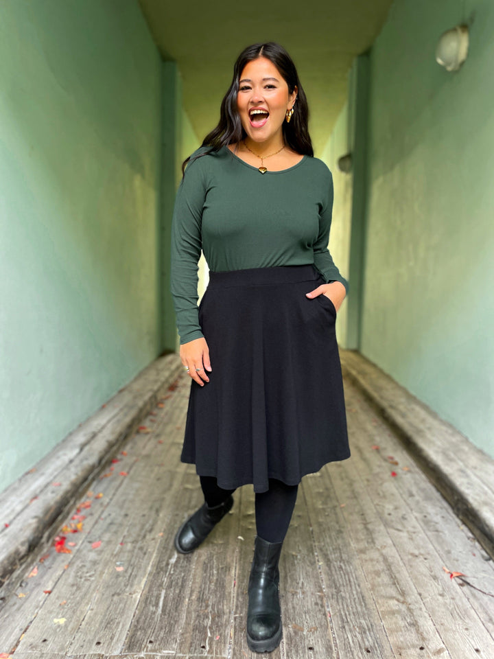 Dianas Vintage Topper Rib topp - langermet - dyp grønn